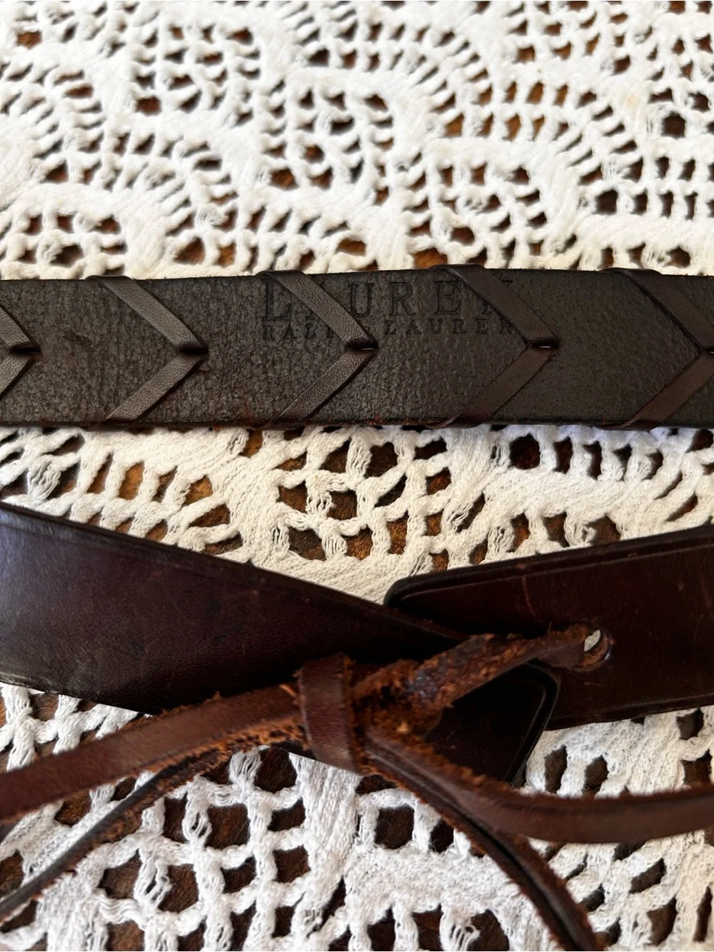 Vintage Ralph Lauren Dark Brown Braided Leather Waist Belt